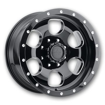 American Outlaw Wheels Gambler 20x9 Gloss Black w/ Milled 6x139.7 +18mm 106.2mm