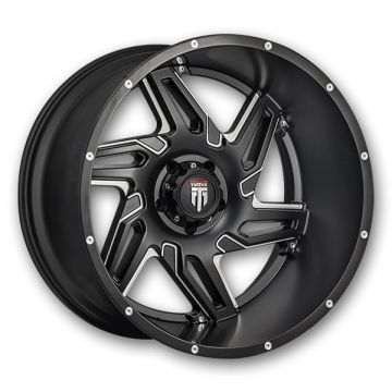 American Truxx Wheels AT-186 Spurs 24x14 Black/Milled 5x150 -76mm 110.3mm