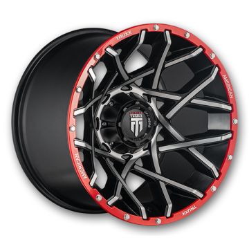 American Truxx Wheels AT-1901 Gridlock 17x9 Black/Machined/Red Beadlock 8x165.1 -12mm 125.2mm