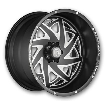 American Truxx Forged Wheels ATF-1910 Kronos 24x14 Matte Black/Milled 8x165.1 -76mm 125.2mm
