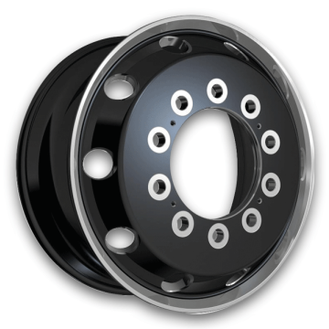 ATX Wheels AO404 Journey Dually 22x9 Satin Black with Polished Lip - Front 10x11.25 +176mm 220.1mm