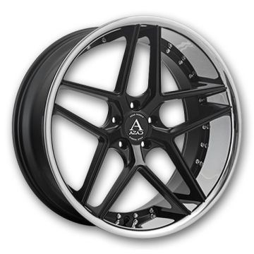 Azad Wheels AZ1029 22x9 Gloss Black with Stainless Steel Lip 5x108 +35mm 73.1mm