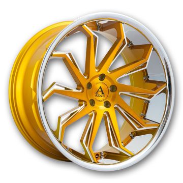 Azad Wheels AZ1101 20x9 Brushed Gold with a Stainless Steel Lip 5x114.3 +35mm 73.1mm