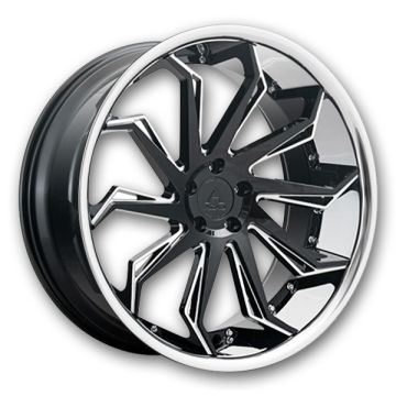 Azad Wheels AZ1101 22x9 Black with Machined Face and Chrome SS Lip 5x114.3 +35mm 73.1mm