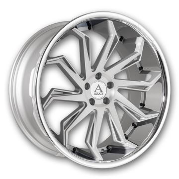 Azad Wheels AZ1101 20x9 Brushed Silver with a Stainless Steel Lip 5x120 +35mm 72.56mm