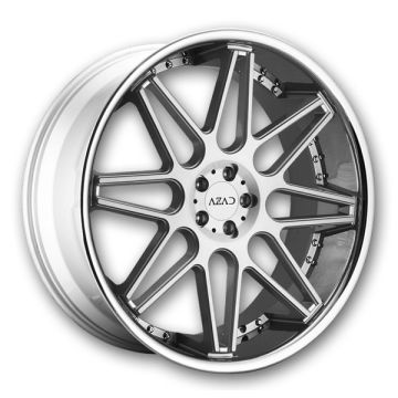 Azad Wheels AZ77 22x10.5 Brushed Face and Chrome SS Lip 5x130 +42mm 71.6mm