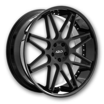 Azad Wheels AZ77 24x9 Matte Black Center and Gloss Black Lip  +18mm 72.56mm