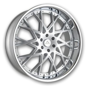 Azad Wheels AZ822 26x10 Brushed Face and Chrome SS Lip  +25mm 78.1mm