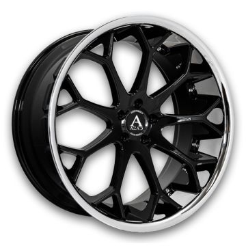Azad Wheels AZ99 24x9 Gloss Black/Stainless Steel Lip 5x120 +30mm 72.56mm
