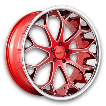 Azad Wheels AZ99 24x9 Red Milled with SS Lip  +30mm 72.56mm