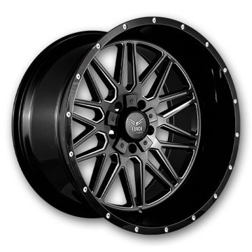 Force Offroad Wheels F44 22x12 Black Milled 5x127/5x139.7 -44mm 78.1mm
