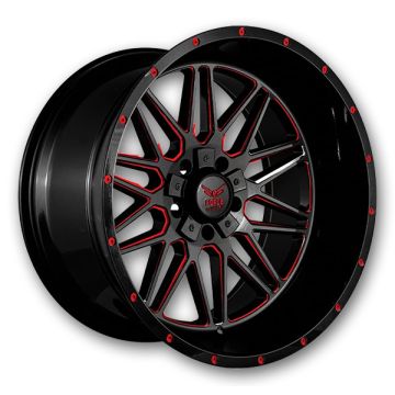 Force Offroad Wheels F44 22x12 Red Milled 6x135/6x139.7 -44mm 106.1mm