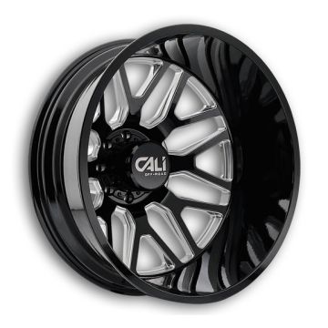 CALI OFF-ROAD Wheels 9115D Invader Dually 24x8.25 Gloss Black/Milled Spokes - Rear 8x165.1 -232mm 121.3mm