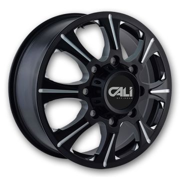 Cali Off-Road Wheels 9105 Brutal Dually 20x8.25 Black/Milled Spokes - Front 8x210 +127mm 154.2mm