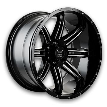 Force Offroad Wheels F32 20x12 Black Milled 5x127 -44mm 78.1mm