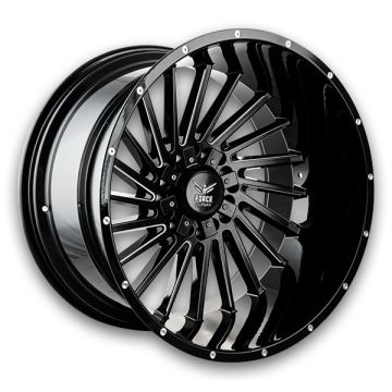 Force Offroad Wheels F38 22x12 Black Milled 8x170 -44mm 125.2mm