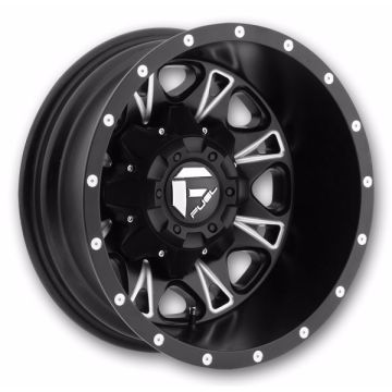 Fuel Wheels Throttle Dually 17x6.5 Matte Black Milled - Rear 8x210 -129mm 154.3mm