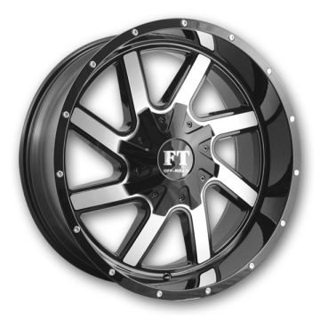 Full Throttle Wheels FT1 TURBINE 20x14 Gloss Black Machined 8x165.1 -76mm 130.6mm