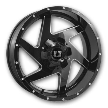 Full Throttle Wheels FT6052 17x9 Gloss Black Milled 5x127/5x135 -12mm 87.1mm