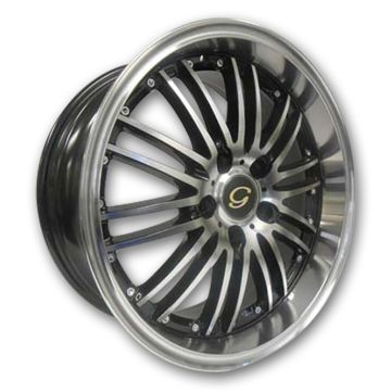 G Line Wheels G820 17x7.5 Black with Polished Face 5x108 +38mm 73.1mm