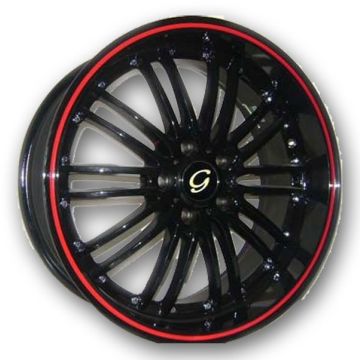 G Line Wheels G820 17x7.5 Black With Red Line 5x112 +35mm 66.6mm