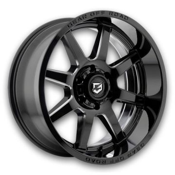 Gear Off Road Wheels 762 Pivot 20x9 Gloss Black with Milled Spoke Accents & Lip Logo 6x139.7 +18mm 106.2mm