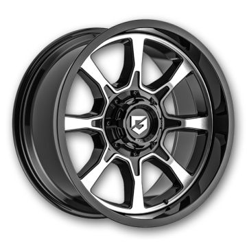 Gear Off Road Wheels 772 Glock 17x9 Gloss Black Machined 6x135/6x139.7 +00mm 106.2mm