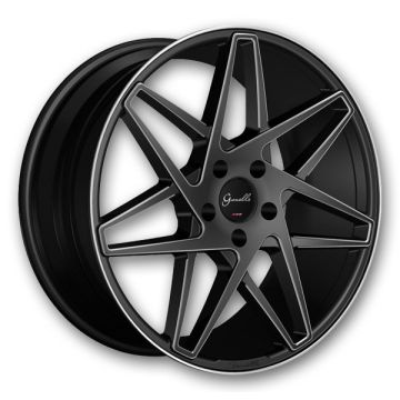 Gianelle Wheels Parma 22x9 Semi Gloss Black with Ball Cut 5x120 +30mm 74.1mm