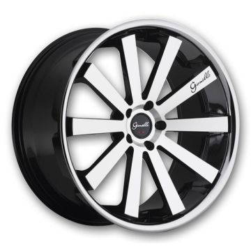 Gianelle Wheels Santo 2SS 20x10 Machined Black with SS Chrome Lip 5x112 42mm 66.5mm