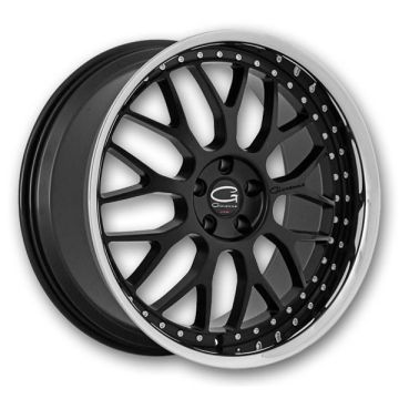 Giovanna Wheels Essex 20x8.5 Semi Gloss Black w/ Chrome SS Lip  32mm 73.1mm
