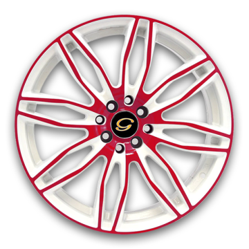 G Line Wheels G1017 17x7.5 White With Red Face 4x100/4x114.3 +35mm 73.1mm