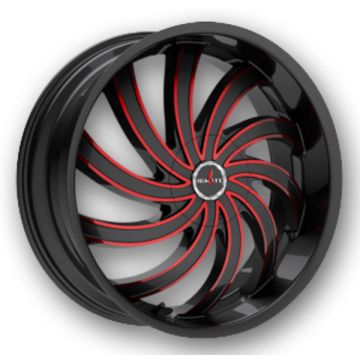 Ignite Wheels Flame 22x8.5 Gloss Black Candy Red Milled 5X114.3/5X120 +35mm 74.1mm