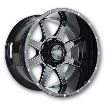 Impact Off-Road Wheels 804 22x12 Gloss Black/Milling Windows 5x139.7/5x150 -44mm 110.3mm