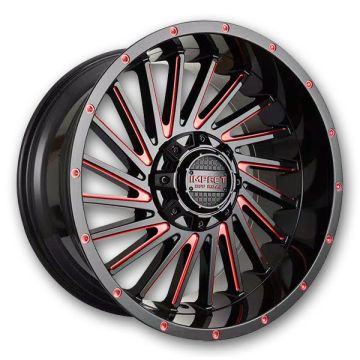 Impact Off-Road Wheels 812 20x10 Gloss Black/Red Milled 5x139.7/5x127 -12mm 87.1mm