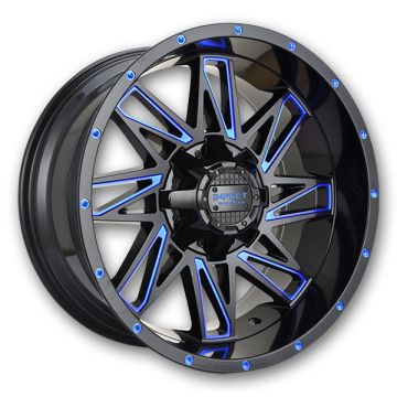 Impact Off-Road Wheels 814 17x9 Gloss Black/Blue Milled 5x139.7/5x127 -12mm 87.1mm
