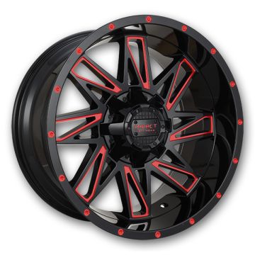 Impact Off-Road Wheels 814 17x9 Gloss Black/Red Milled 6x139.7/6x135 0mm 106.1mm