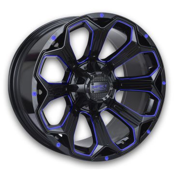 Impact Off-Road Wheels 817 22x10 Gloss Black/Blue Milled 6x139.7/6x135 -12mm 106.1mm