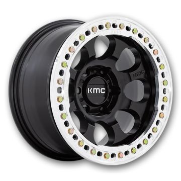 KMC Wheels Riot Beadlock 17x8.5 Satin Black With Machined Ring 6x135 +0mm 87.1mm