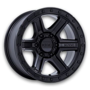 KMC Wheels Outrun 17x8.5 Matte Black With Gloss Black Lip 5x127 -10mm 71.5mm