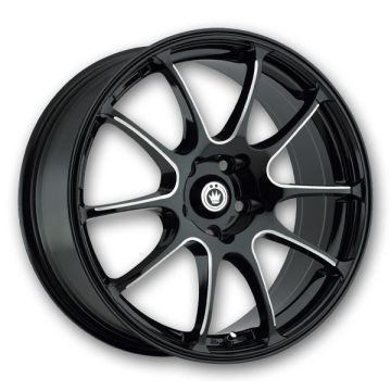 Konig Wheels Illusion 17x7 Black with Ball Cut Machined Spokes 5x114.3 +40mm 73.1mm