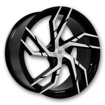 Lexani Wheels Alpha 20x8.5 Machine Face/Black Accents with Black Lip  +15mm 74.1mm