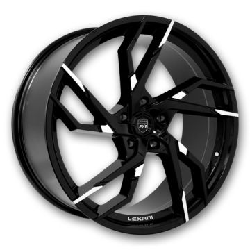 Lexani Wheels Alpha 20x8.5 Black and Machine Tip  +35mm 74.1mm