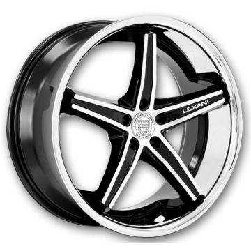 Lexani Wheels Fiorano 24x10 Machine Face/Black Accents with Black Lip and Machine   +15mm 74.1mm