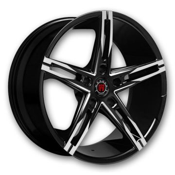 Lexani Wheels MS-003 22x9 Gloss Black/CNC Grooves 5x114.3 +38mm 74.1mm