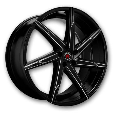 Lexani Wheels MS-007 20x10 Gloss Black/CNC Grooves 5x115 +15mm 74.1mm