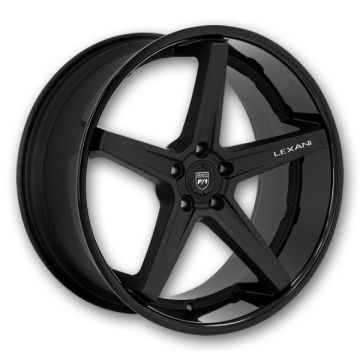 Lexani Wheels Savage 20x9 Satin Black with Gloss Lip 5x130 +42mm 74.1mm