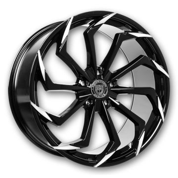 Lexani Wheels Static 20x8.5 Black and Machine Tip 5x120 +20mm 74.1mm