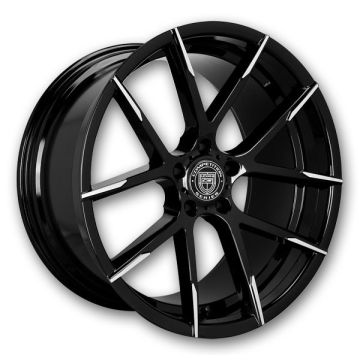 Lexani Wheels Stuttgart 20x11 Black and Machine Tip 5x112 +48mm 74.1mm