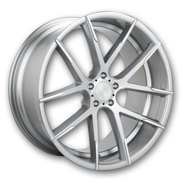 Lexani Wheels Stuttgart 20x10.5 Silver and Machine Tip  +20mm 74.1mm