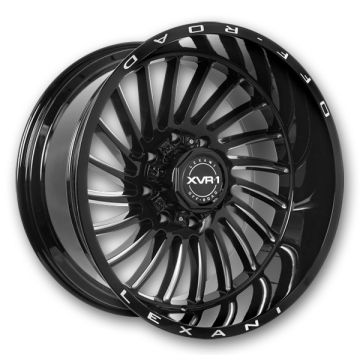 Lexani Offroad XVR-1 Wheels Uno 22x12 Gloss Black/CNC Grooves  -44mm 74.1mm